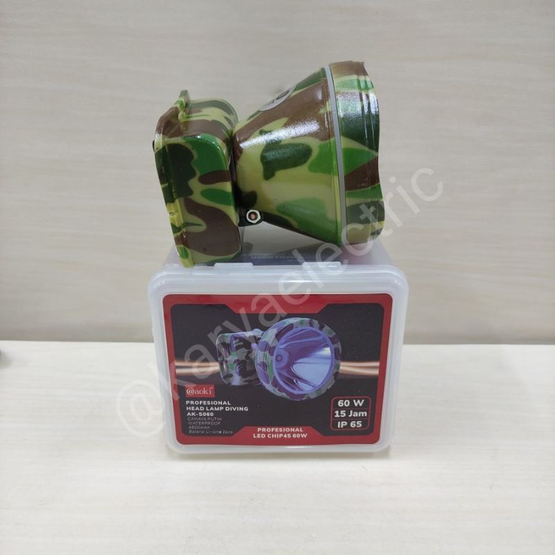 SENTER KEPALA JUMBO AOKI AK-060 SUPER TERANG MODEL BARU DAPAT CHARGER CASSAN DAN KEMASAN RAPI