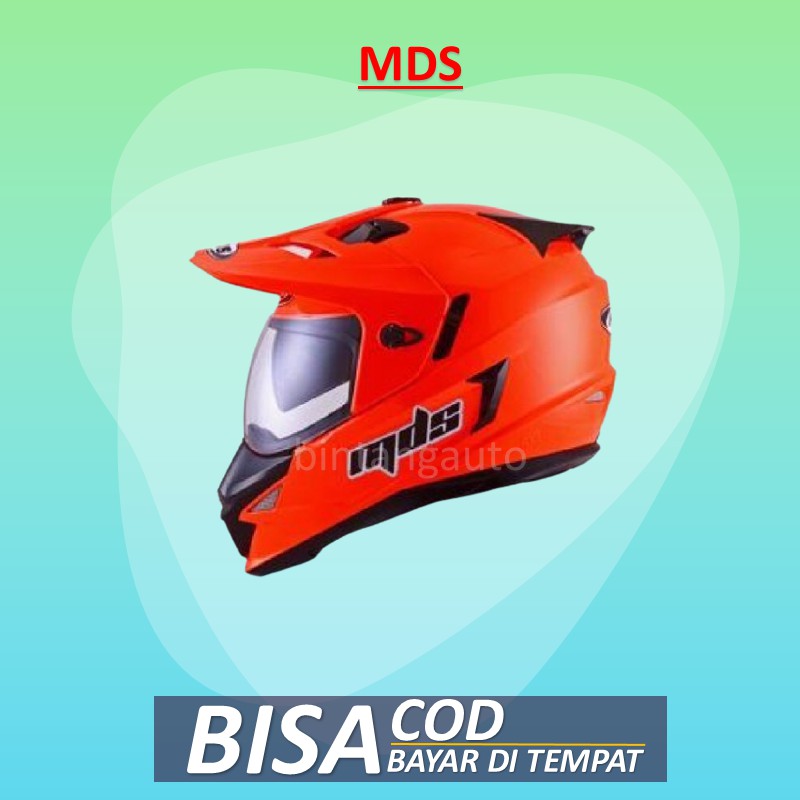 Helm MDS Full Face  SuperMoto MDS Super PRO Red Fluo