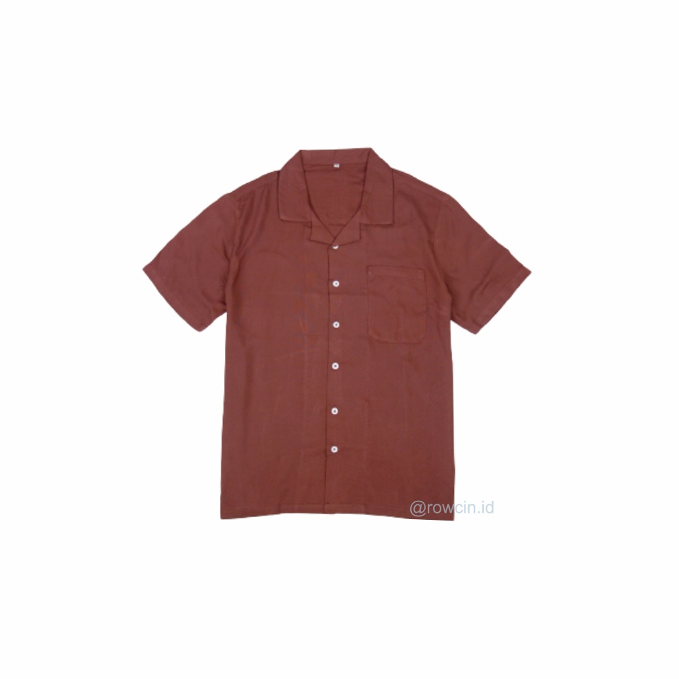 KEMEJA HAWAI POLOS UNISEX KATUN RAYON KEMEJA LENGAN PENDEK-Hawai RedWine