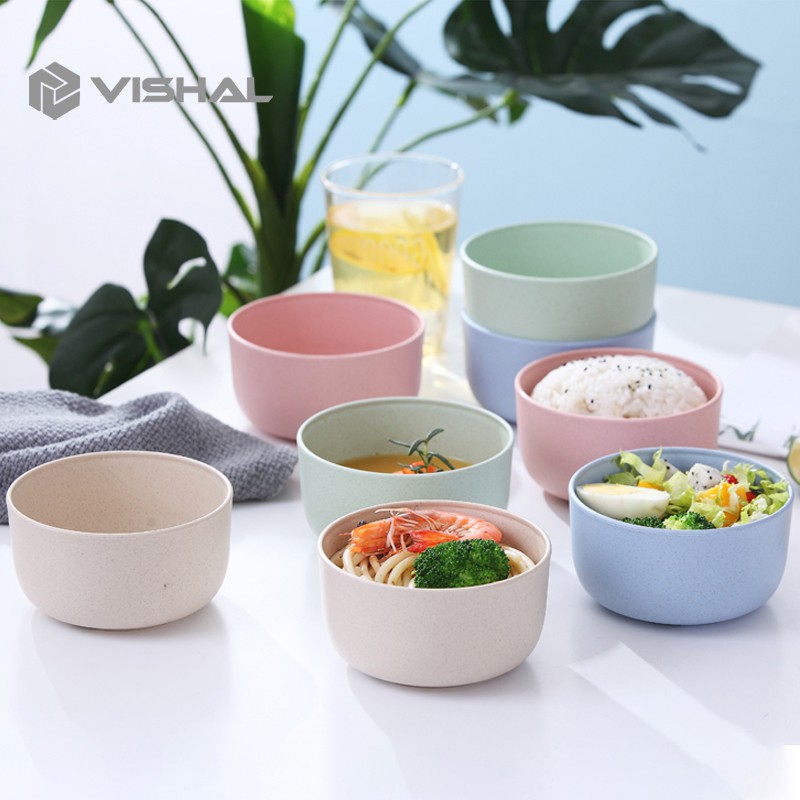 VISHAL Mangkok Wheatstraw Bowl Mangkuk Plastik Microwave Warna Warni Set Baby Bowl 4 Pcs VS-9