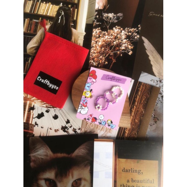 TERMURAH CINCIN BT21 BTS RING BT21 PURPLE 1 set isi 3