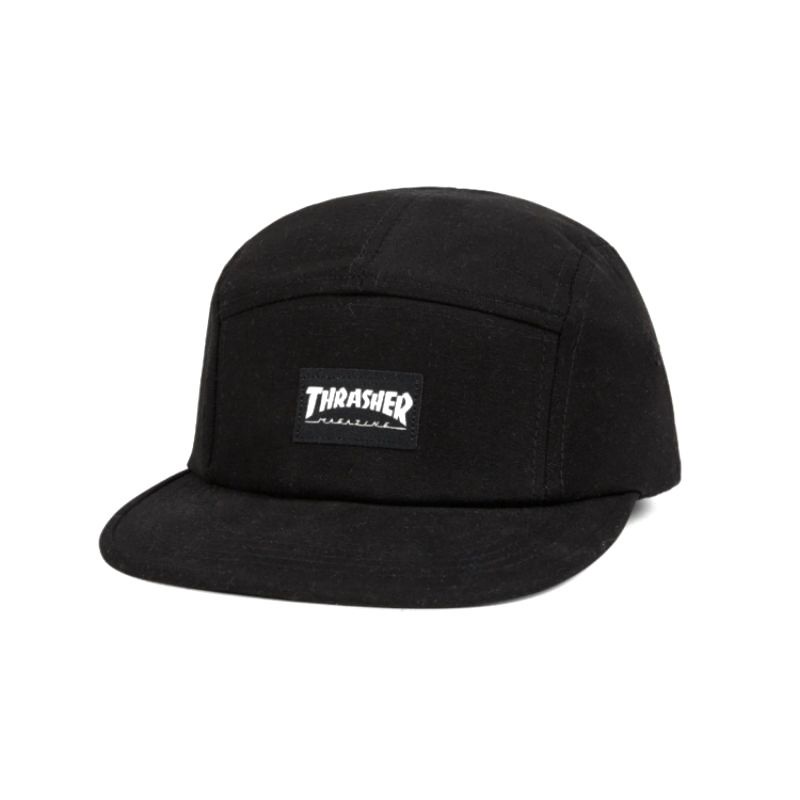 Topi 5panel Thrasher Hitam Visor pendek Topi Distro fulltag