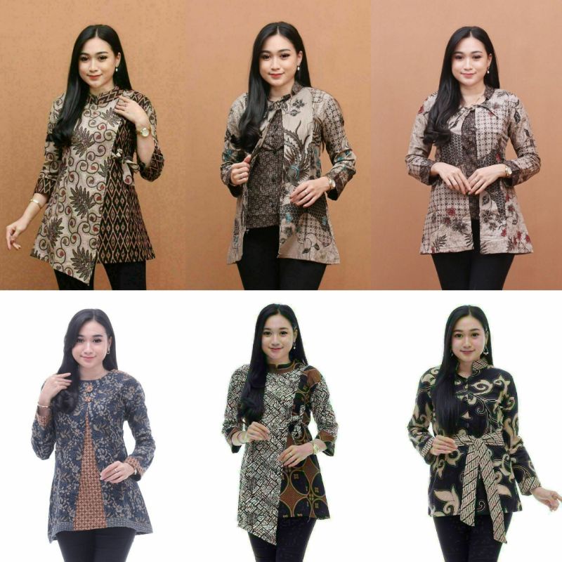 Batik wanita ASJ SA HRB026 Kenongo Kemeja Tosca Pendek - Batik wanita seragaman Kantor terlaris....