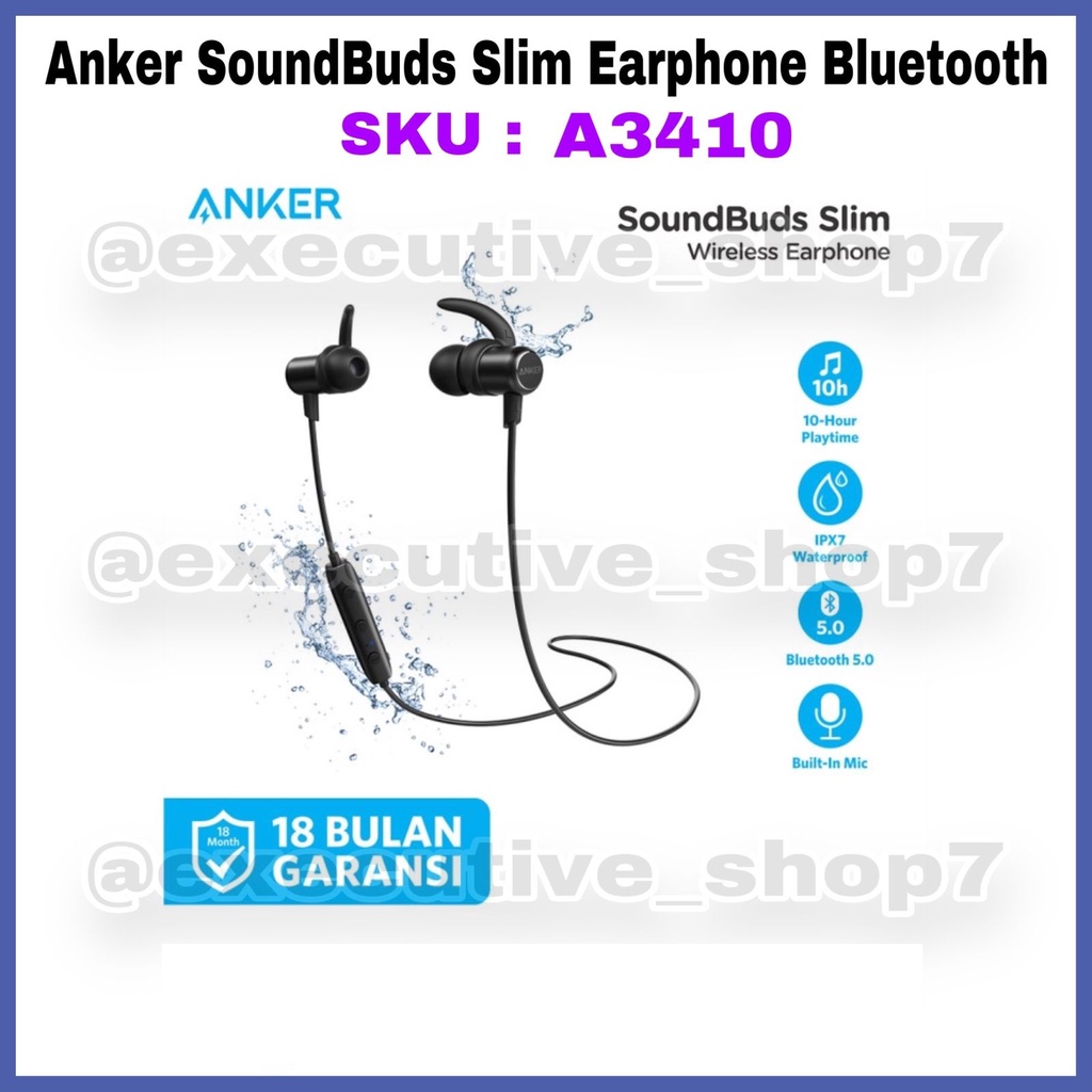 Anker SoundBuds Slim Earphone Bluetooth - SKU : A3410