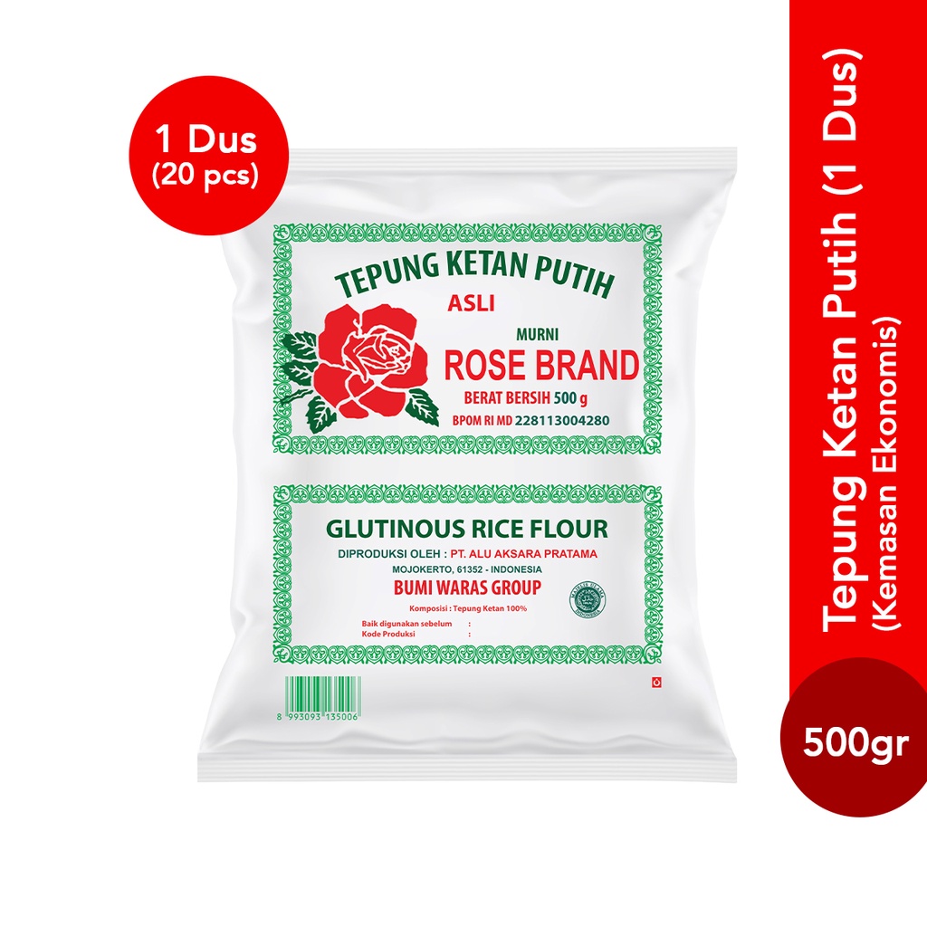 

Paket Hemat Tepung Ketan Rose Brand (Kemasan Ekonomis) - 500 Gram (1 Dus)