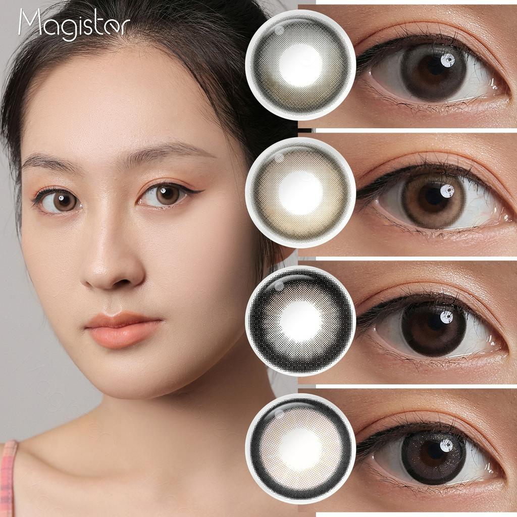 （BARU）Magister 1 Pasang Softlens 14 mm Lensa Mata Kadar Air 38% Softlens Grey Softlens Hitam Softlens Brown