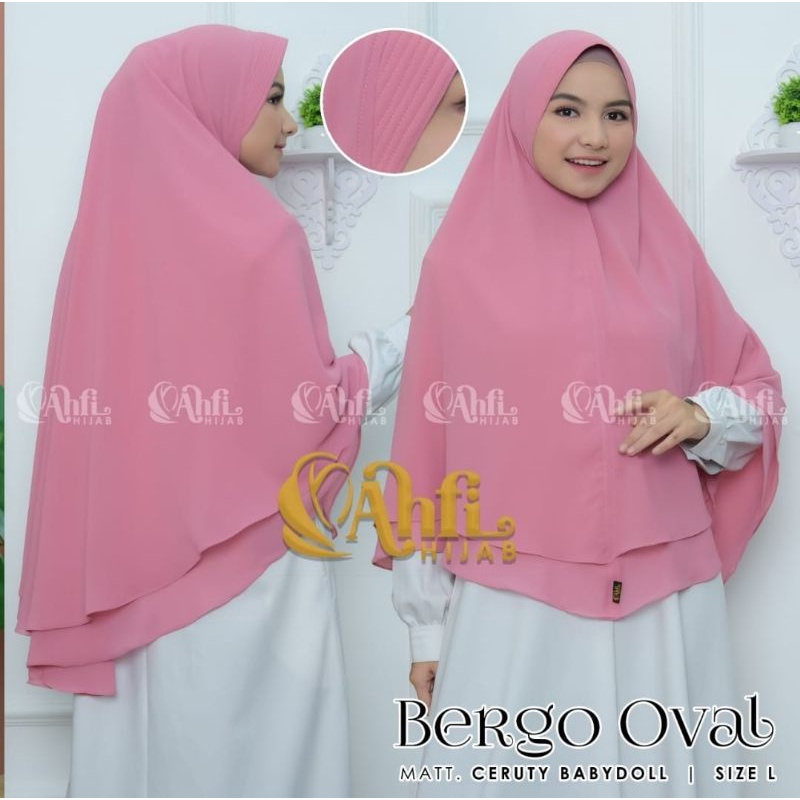 HIJAB KHIMAR CERUTY BABYDOLL/BERGO OVAL LINGKAR SIZE XL LINGKAR AHFI