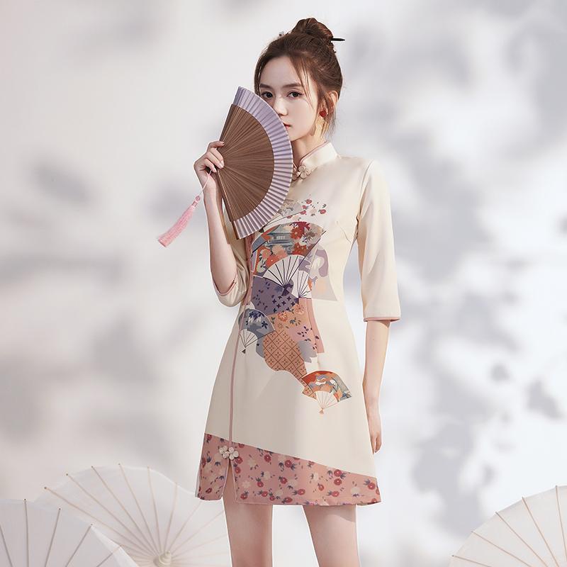 2022 spring and summer young improved cheongsam dress small short Chinese style r