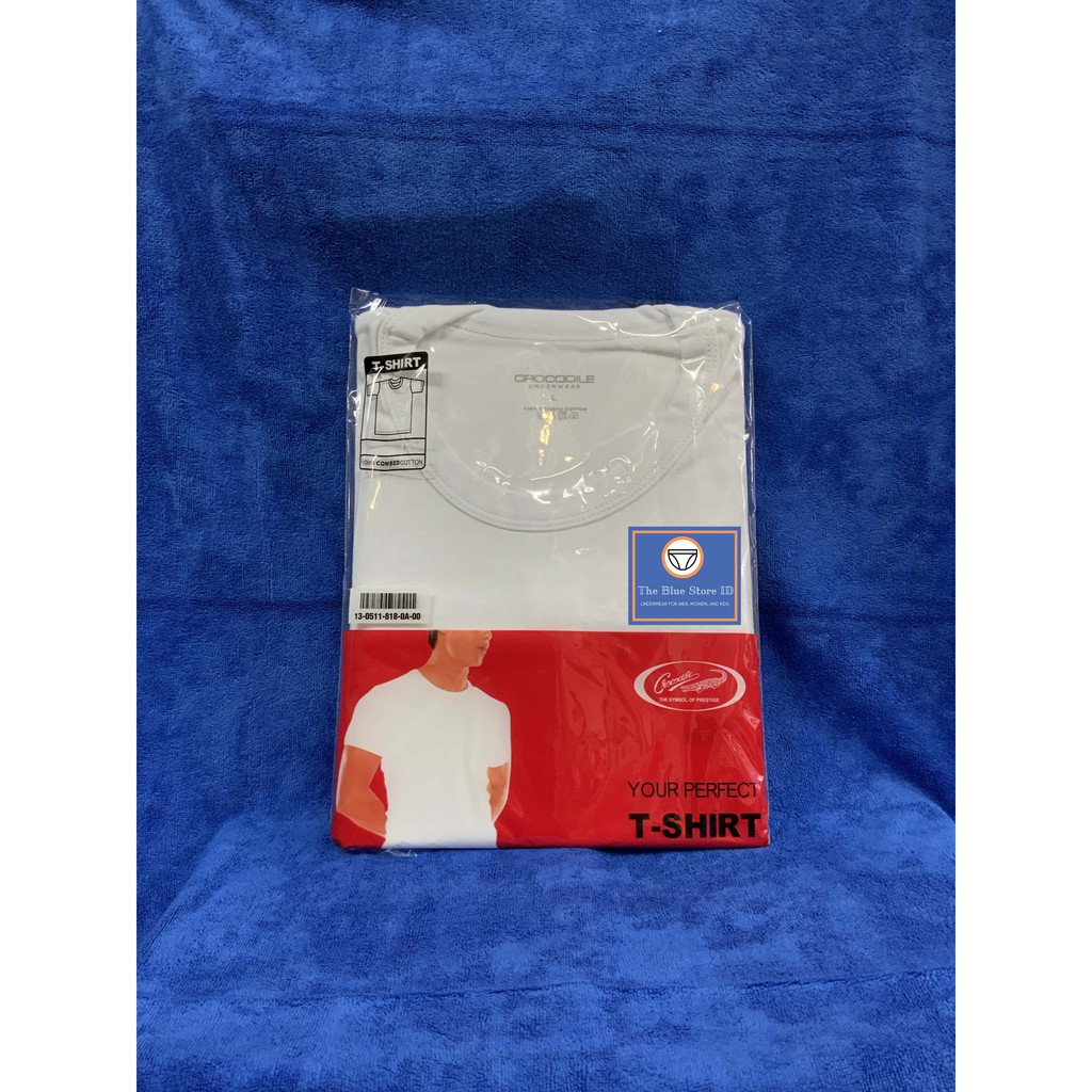 Kaos Oblong O Pria Crocodile 818 Putih Anti Melar