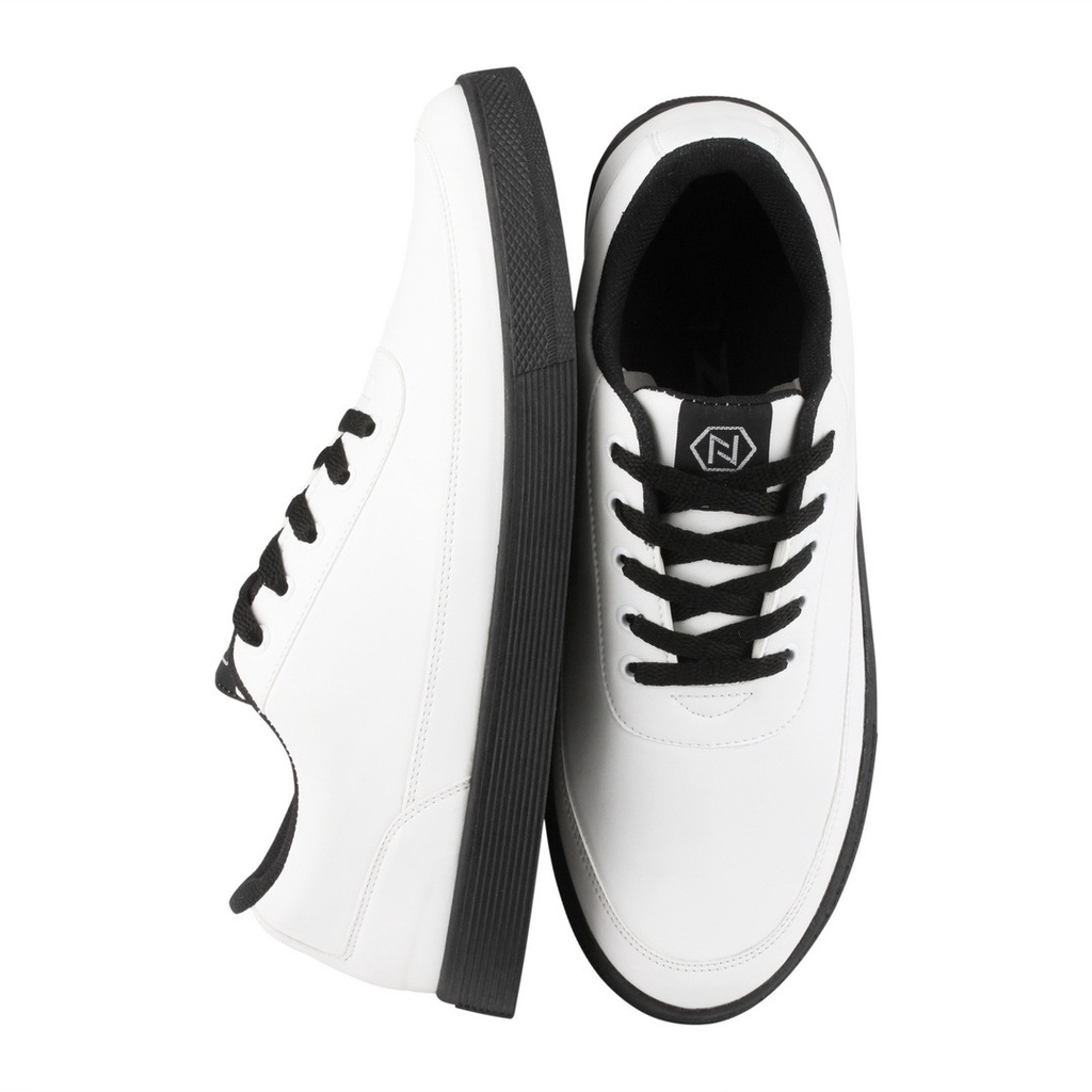 DEDRICK WHITE BLACK - Sepatu Sneakers Putih Pria Casual Unisex Original