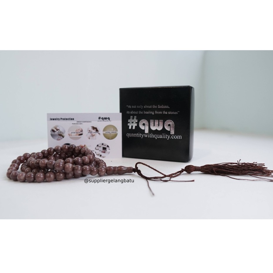 tasbih batu brown agate 8mm 99 butir premium tasbeh doa muslim coklat