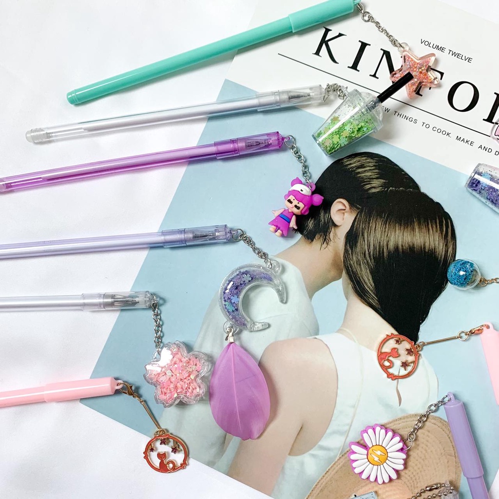 Pulpen Bulan sabit random 1 lusin isi 12 pulpen starbucks kado unik gift box hadiah kado pena pen bo-2