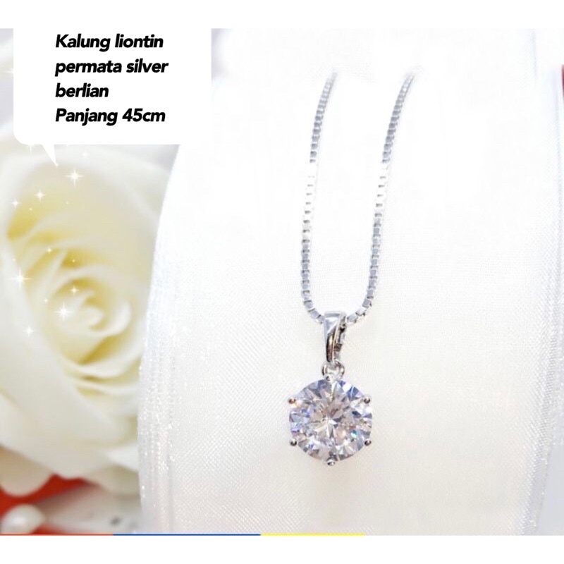 Kalung liontin permata silver berlian Xuping