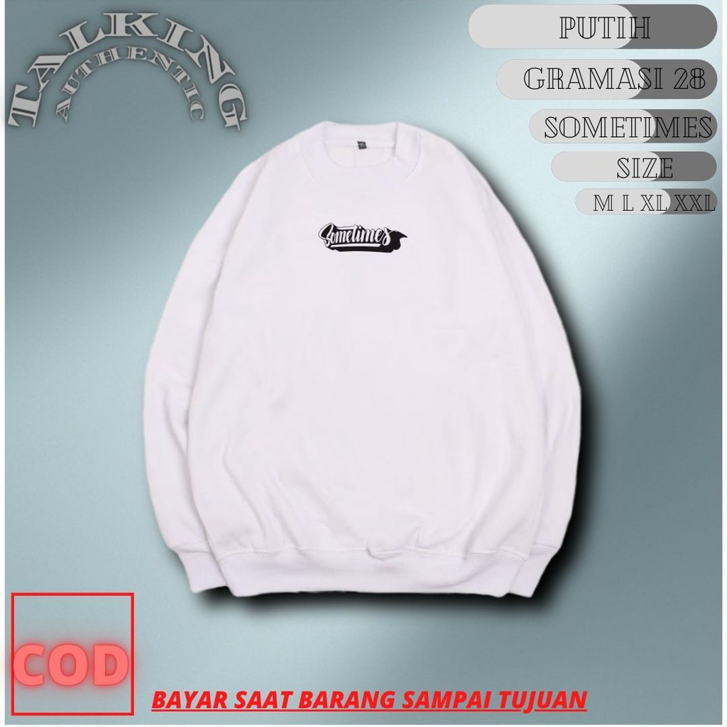 Sweater Oblong Cowok Distro Putih Premium Crewneck Unisex Pria Original Bandung Sweter Jumbo cowo