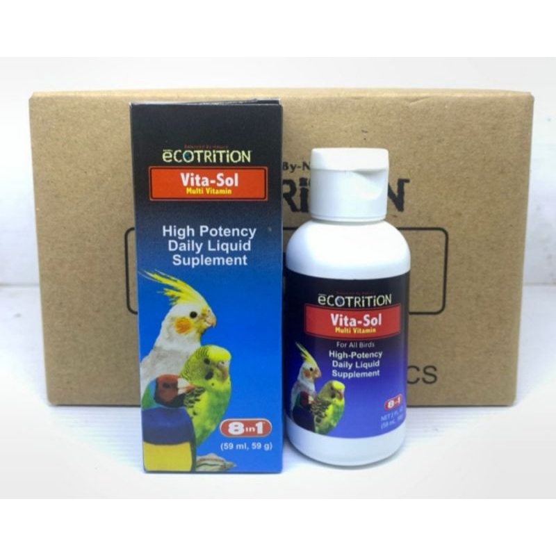 vitasol 59ml high potency daily vitamin suplemen burung murai lovebird kenari perkutut pleci branjangan asli impor