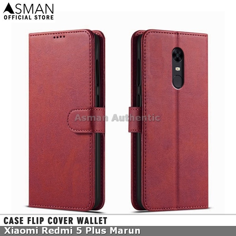 Asman Case Xiaomi Redmi 5 Plus Leather Wallet Flip Cover Premium Edition