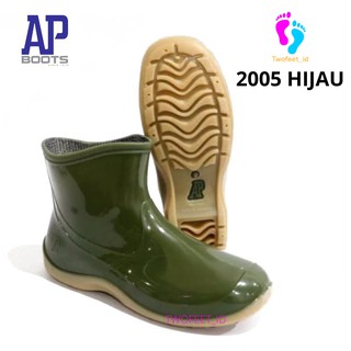 Image of AP Boots Pendek Kecil 2005 Green Hijau Glossy Mengkilap/Sepatu Boots Karet AP 2005 Green by AP Boots
