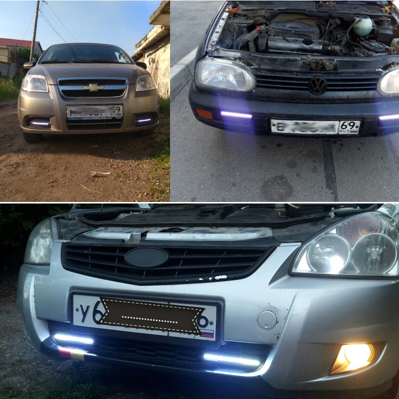 2 pcs Lampu Kabut drl led cob 17cm 12v 6500k Untuk Mobil