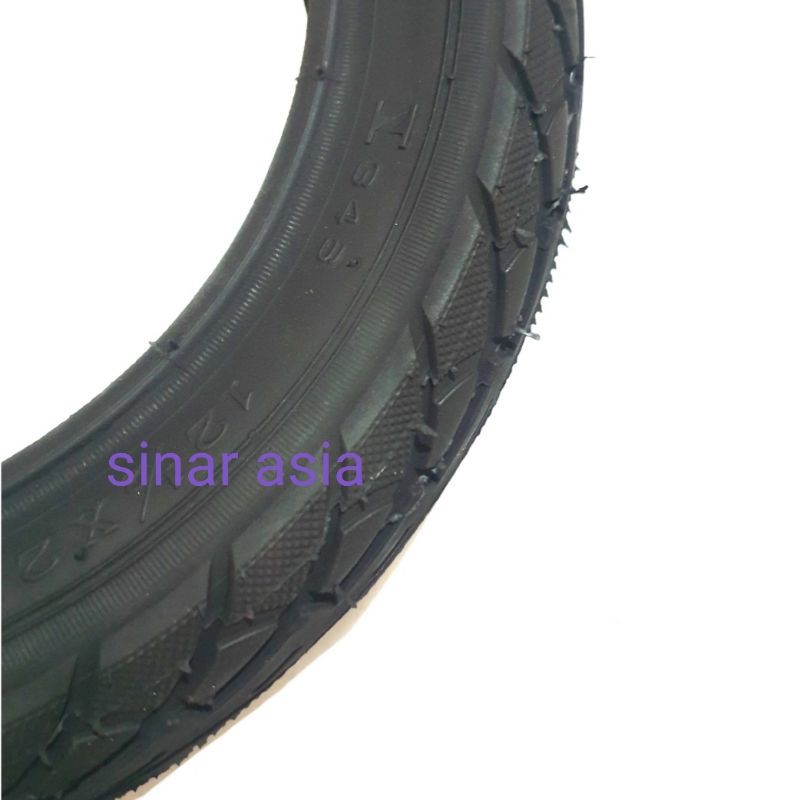 Ban luar sepeda 12&quot; ( 1/2x 2 1 /4) Deli Tire by Swallow - full hitam, lentur dan elastis