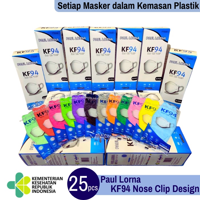 Masker Paul Lorna KF94 Banyak Warna Packing Higienis Masker Korea Box isi 25pcs