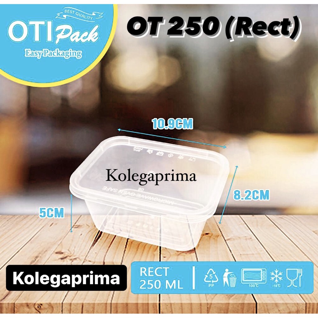 THINWALL PERSEGI PANJANG 250ML (OT 250)/ WADAH PLASTIK MURAH/ DESSERT KONTAINER ISI 25PCS