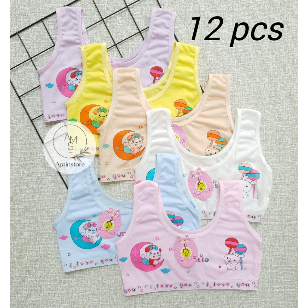 12 pcs Miniset Anak SD Perempuan SMP Remaja ABG Mini Set BH Bra Kutang Dalaman Lusinan Kaos Dalam