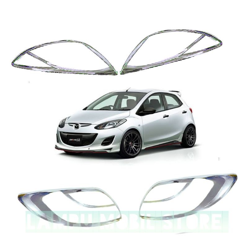 Garnish Lampu Chrome Cover Headlamp & Stop Lamp Set Mazda 2