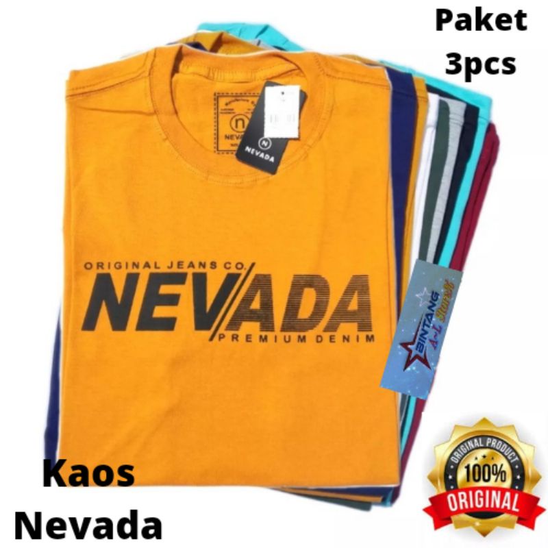 Kaos Nevada 3 Pcs 100k / Kaos Nevada Cowok /  kaos distro original bandung / kaos branded matahari  MOTIF RANDOM ACAK