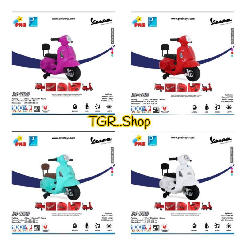 Mainan Motor Aki anak. Vespa mini PMB M788 M 788