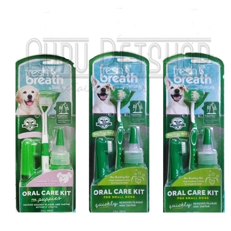 Tropiclean Fresh Breath Oral Care Kit / Sikat Gigi Set + Pasta Gigi Anjing Kucing