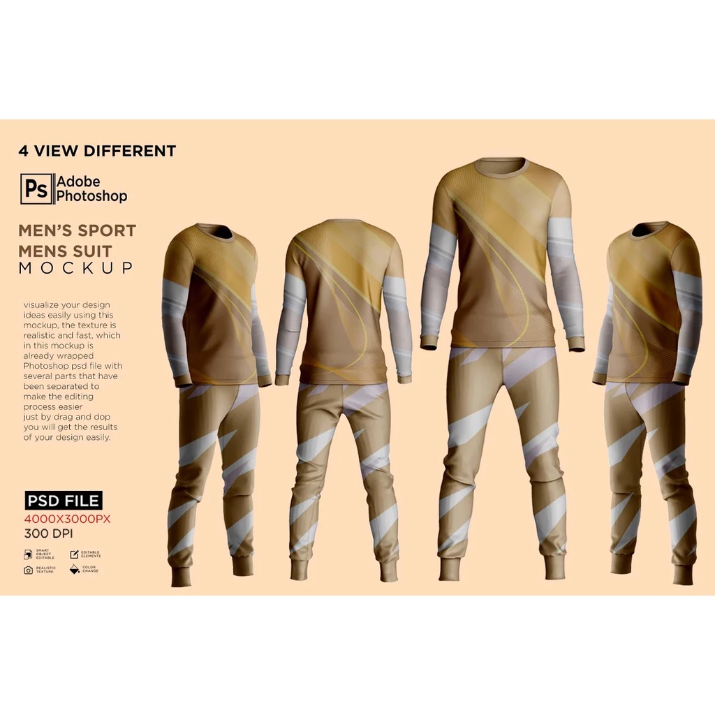 Sport Mens Suit Long Sleeve Mockup