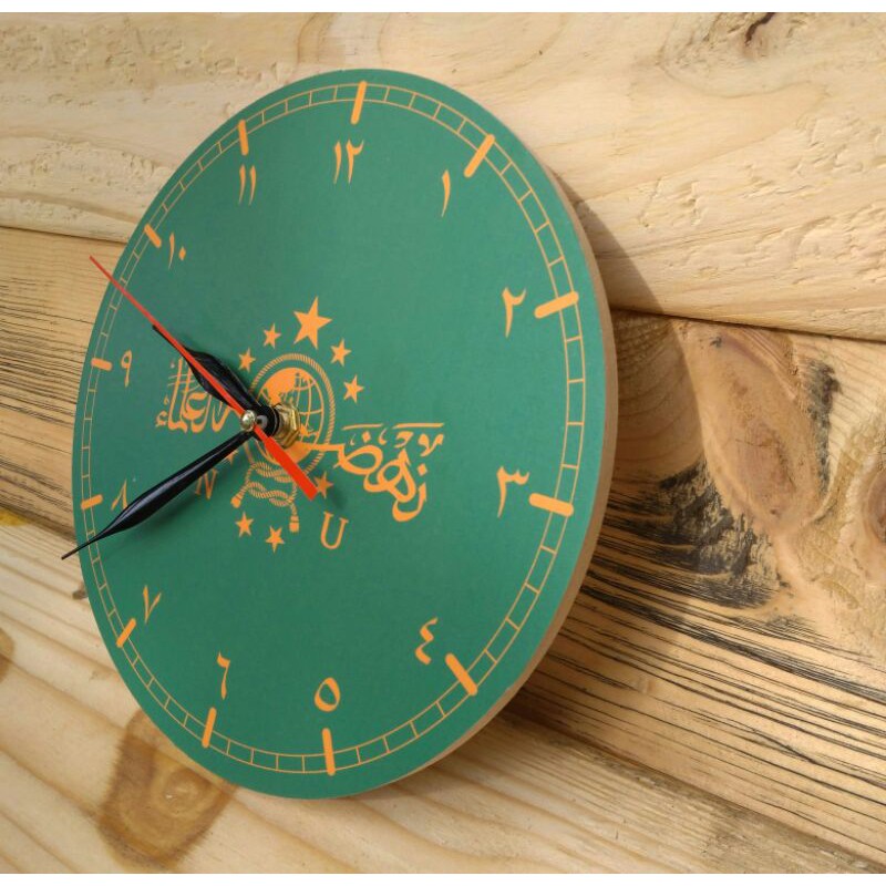 Jam Dinding Kayu Wall Decor Logo NU & Guru Besar KH Hasyim Asyari diameter 20cm MDF tebal 6mm