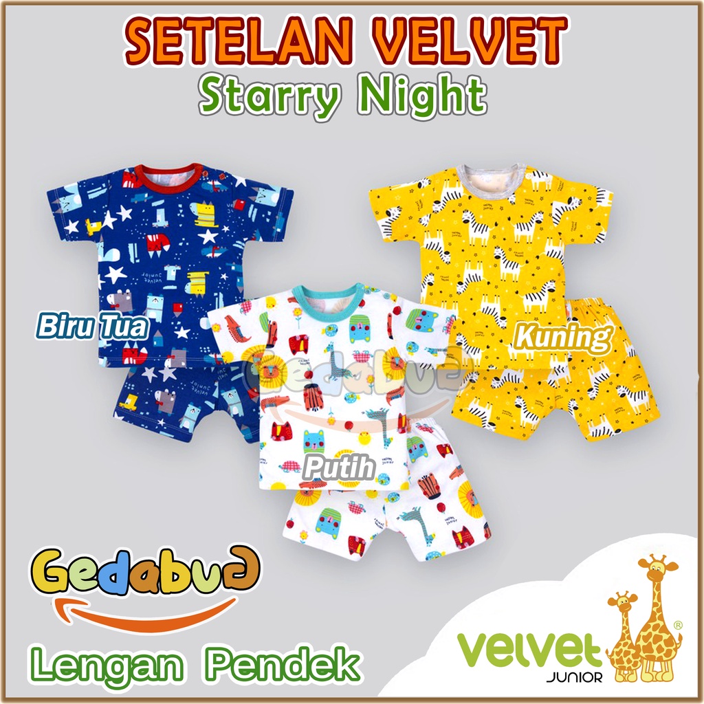 Setelan Velvet Junior Starry Night Pendek | Setelan Anak Piyama Pendek + Celana Pendek