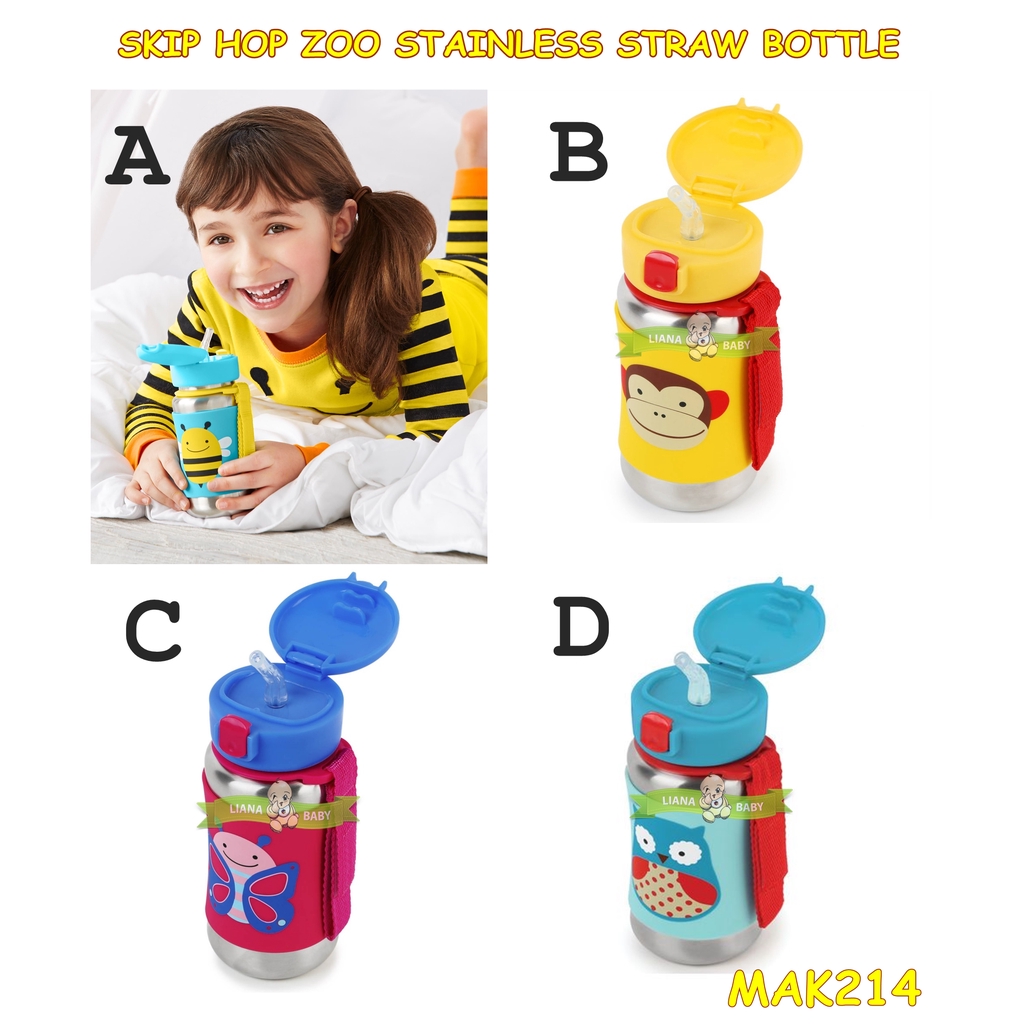 MAK214 BOTOL MINUM STAINLESS SKIP HOP ZOO STAINLESS STRAW BOTTLE