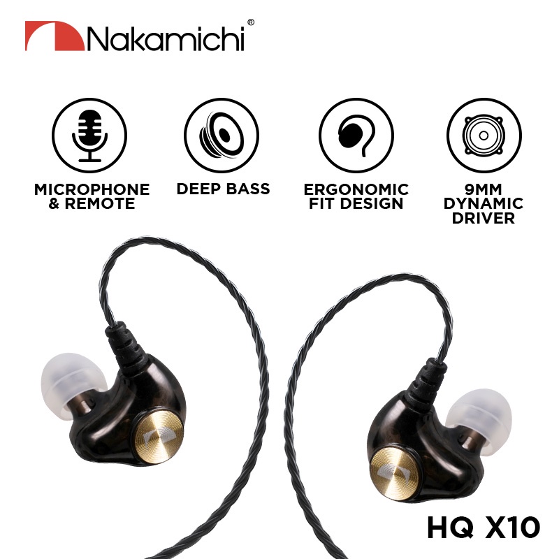 Nakamichi HQ X10 Dynamic Driver In Ear Monitor Wired Earphone Mic