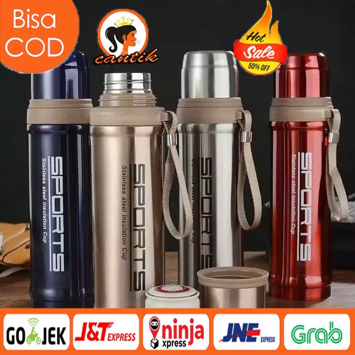 [TAHAN PANAS] Termos botol SPORTS Vacuum Flask Cup bahan Stainless Steel bisa Hot/Cold Travel Termos