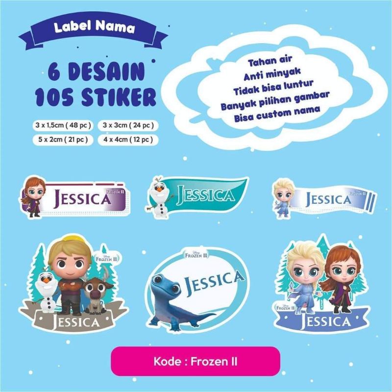 

Stiker label nama anak waterproof murah