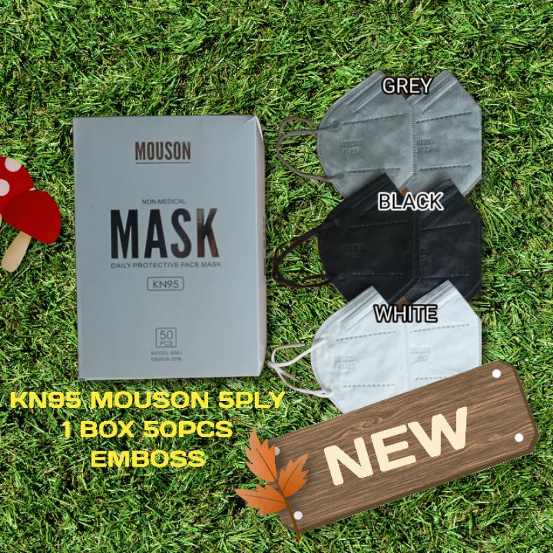 premium masker KN95 Mouson 1 box isi 50pcs original emboss 5ply