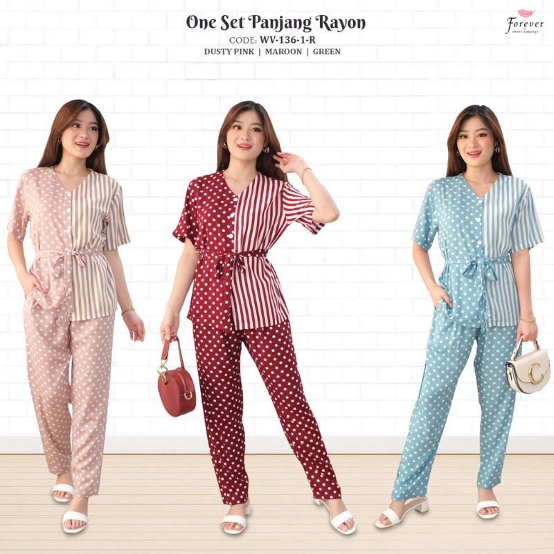 OneSet Setelan Wanita FOREVER SWEET ORIGINAL WV-136-1-R /Pakaian /baju wanita