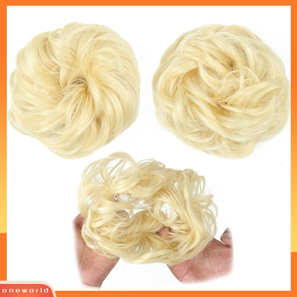 Wig Rambut Ekstensi Model Keriting Gelombang Messy Donut Chignons Ukuran 10cm Untuk Wanita