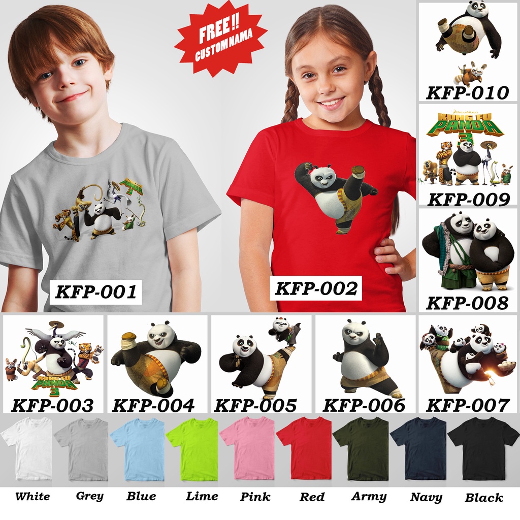 [FREE NAMA !!] Kaos Anak &amp; Family Kungfu Panda 100% COTTON PREMIUM