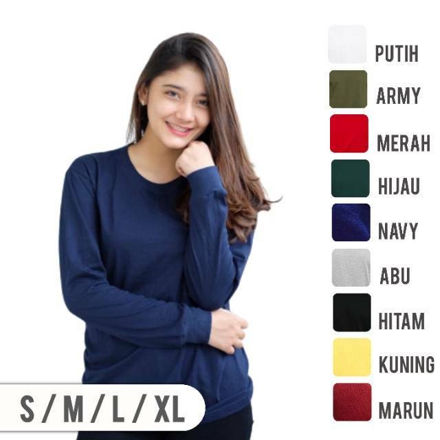WAFIE Kaos Polos Lengan Panjang  Navy Blue / 100% Cotton Combed 30S  Pria dan wanita ( S -XXL)