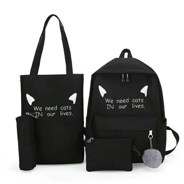 Tas Ransel Sekolah Anak We Need Cats Terlaris / Tas Anak Sekolah Ngaji SD TK PAUD Set Beranak 4in1