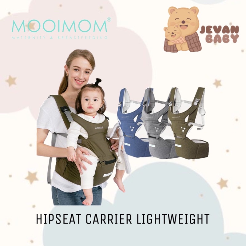 Mooimom Hipseat Lightweight Baby Carrier Gendongan Bayi Basic / Nero Bianco