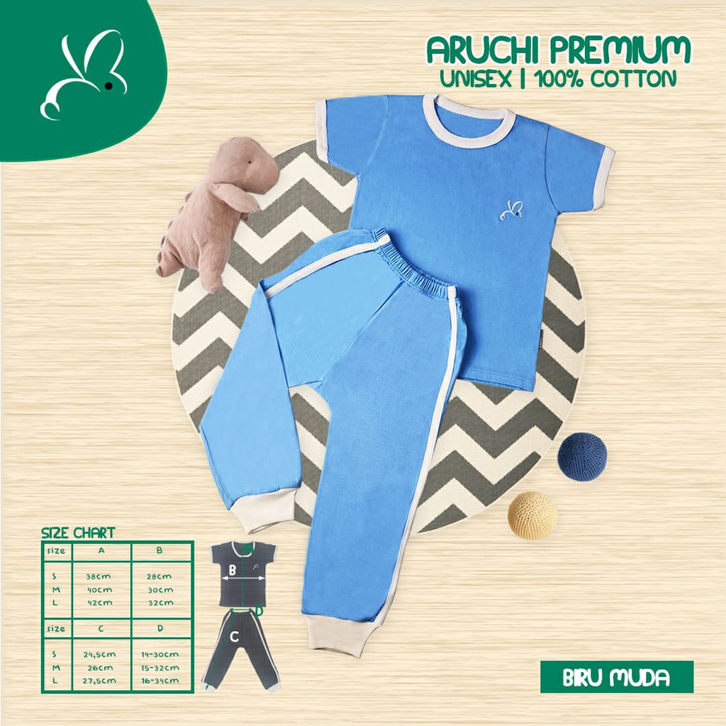 Retro Longpants Aruchi Premium Edition 2-5 Tahun Atasan Pendek + Celana Panjang Polos