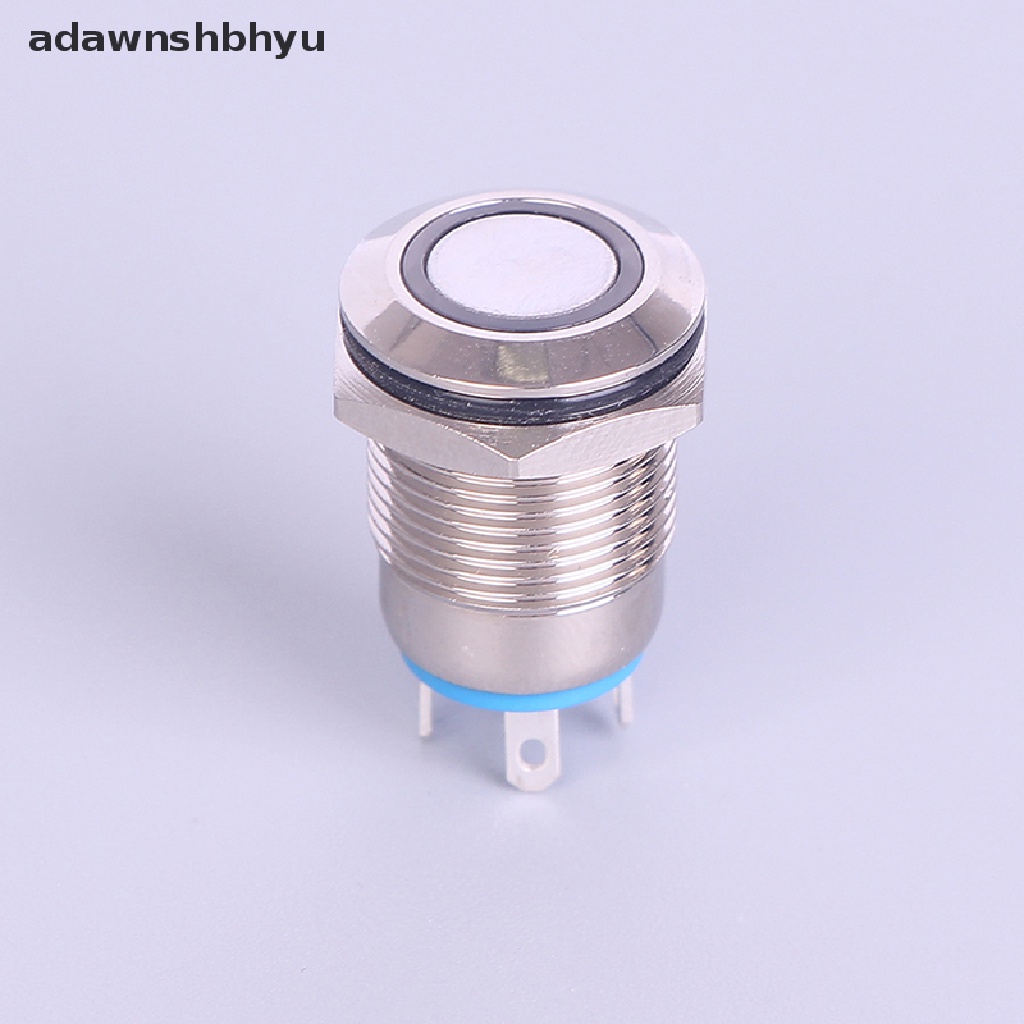 Adawnshbhyu 12mm Metal Annular Push Button Black Saklar Ring Lampu LED Sesaat Kait