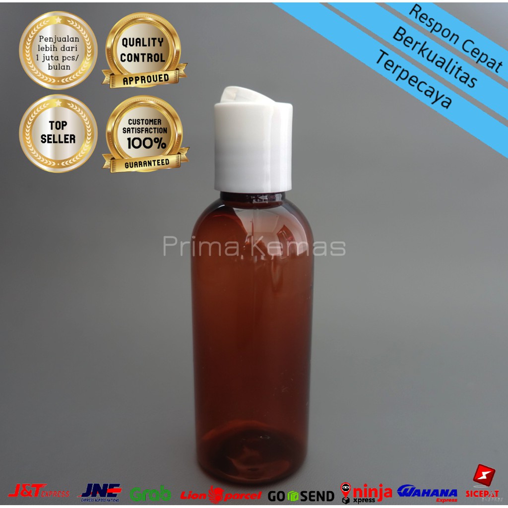 Botol Presstop 60 ml Coklat - botol kosmetik 60 ml - botol skincare