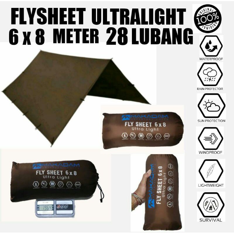 Flysheet Tenda Camping Ultralight Waterproof 6x8 meter