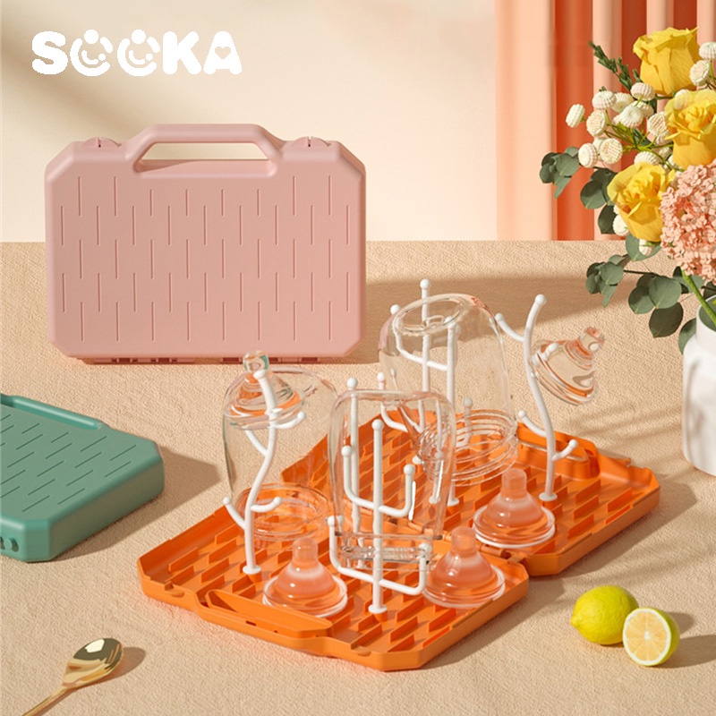 SOOKA Rak Pengering Botol Susu Lipat / Foldable Bottle Drying Rack Susu Dot Empeng Aksesoris Bayi Bottle Drainer - SK-ECC1089