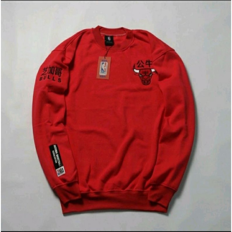SWEATER CREWNECK UNISEX KEKINIAN CHICAGO BULLS RED EDITION FULL BORDIR JAPAN PREMIUM
